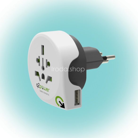 Q2POWER 1.100210 utazóadapter, World to Switzerland USB, indulási ország: AUS/CHINA, IT, UK, CH, BRAZIL, USA, EURO, célország: CH, USB port