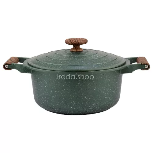 Nava 10-255-031 Ωmega tapadásmentes öntött alumínium lábas fedővel, kőbevonattal, 24 cm