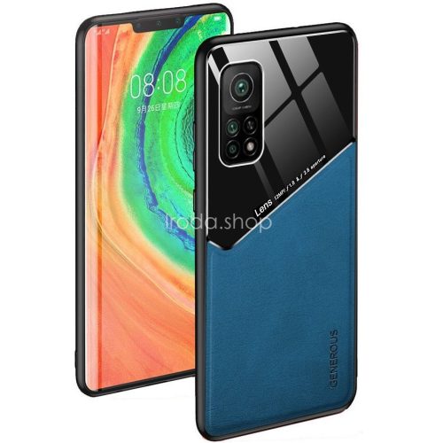 Huawei Honor V30 / V30 Pro, Szilikon tok, bőr és plexi hátlap, közepesen ütésálló, mágneses tartóval kompatibilis, Wooze Texture, kék