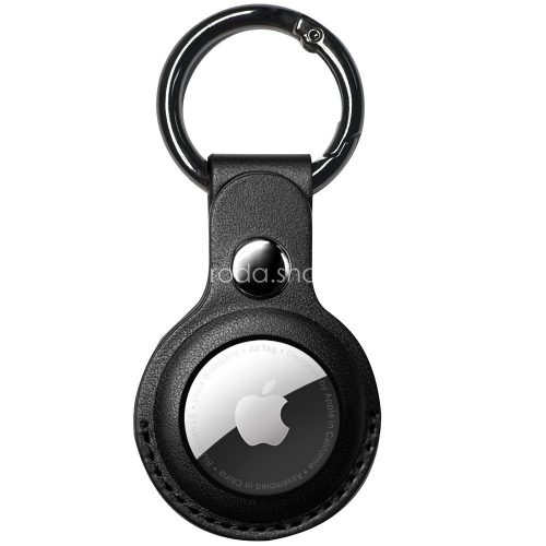 Apple AirTag bőrtok, karabíner, Wooze AirTag Skin Effect, fekete
