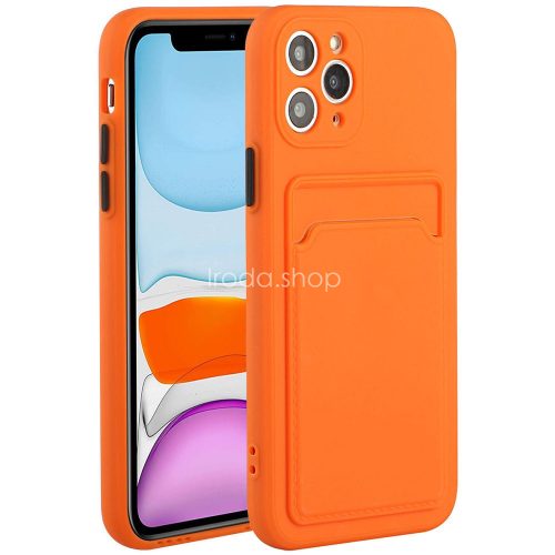 Xiaomi Redmi Note 9T 5G, Szilikon tok, kártyatartóval, Wooze Card Slot, narancssárga