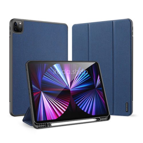 Apple iPad Pro 12.9 (2021) / iPad Pro 12.9 (2022), mappa tok, Smart Case, érintőceruza tartó, Dux Ducis Domo, sötétkék
