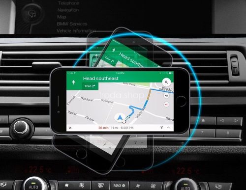Autós tartó, Univerzális, CD lejátszóba rögzíthető, 360°-ban forgatható, mágneses, hatszög alakú, Spigen QS24, fekete