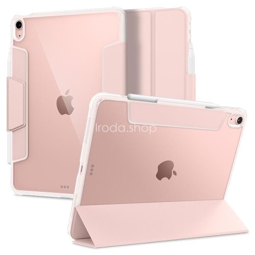 Apple iPad Air (2020 / 2022) / iPad Air 11 (2024 / 2025), mappa tok, légpárnás sarok, közepesen ütésálló, Apple Pencil tartóval, Smart Case, Spigen Ultra Hybrid Pro, átlátszó/vörösarany