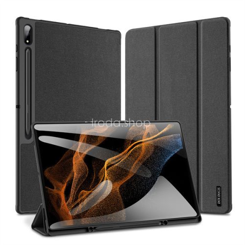 Samsung Galaxy Tab S8 Ultra 14.6 SM-X900 / X906, mappa tok, Trifold, érintőceruza tartó, Dux Ducis Domo, fekete