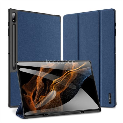 Samsung Galaxy Tab S8 Ultra 14.6 SM-X900 / X906, mappa tok, Trifold, érintőceruza tartó, Dux Ducis Domo, sötétkék