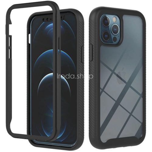 Motorola Moto G9 Power, Szilikon hátlap és műanyag előlapi tok, elő- és hátlapi üveggel, közepsen ütésálló, Wooze Power Case, fekete