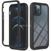 Google Pixel 5a, Szilikon hátlap és műanyag előlapi tok, elő- és hátlapi üveggel, közepsen ütésálló, Wooze Power Case, fekete