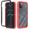 Motorola Moto G9 / G9 Play / E7 Plus, Szilikon hátlap és műanyag előlapi tok, elő- és hátlapi üveggel, közepsen ütésálló, Wooze Power Case, fekete/piros