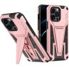 Apple iPhone 11 Pro Max, Műanyag hátlap védőtok szilikon belső, közepesen ütésálló, kitámasztóval, Wooze Supportive Care, vörösarany