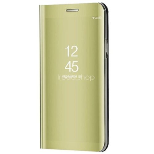 Apple iPhone 14 Pro Max, Oldalra nyíló tok, hívás mutatóval, Smart View Cover, arany (utángyártott)