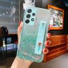 Apple iPhone X / XS, Szilikon tok, közepesen ütésálló, kézpánttal, színátmenetes, csillogó minta, Wooze Strap Star, mintás/menta