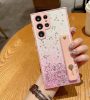 Huawei P40, Szilikon tok, közepesen ütésálló, kézpánttal, színátmenetes, csillogó minta, Wooze Strap Star, mintás/rózsaszín