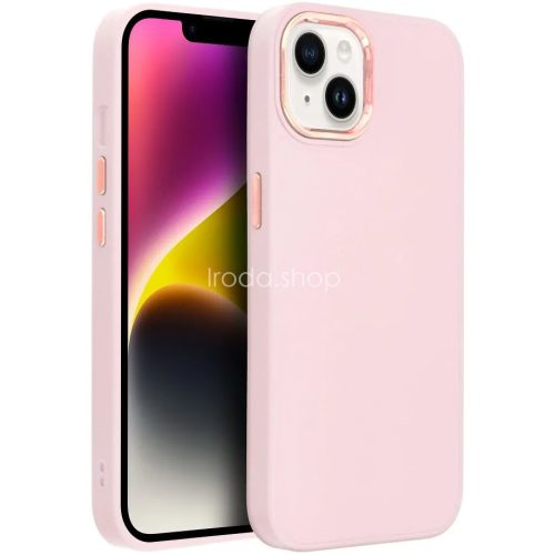 Samsung Galaxy A53 5G SM-A536U, Szilikon tok, közepesen ütésálló, fémhatású kamera keret, Frame Case, rózsaszín