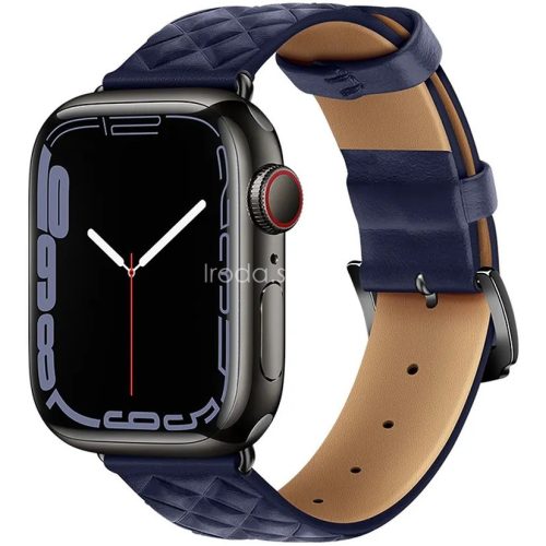 Apple Watch 1-6, SE (38 / 40 mm) / Watch 7-8 (41 mm), bőr pótszíj, gyémánt minta, Hoco WA18, sötétkék