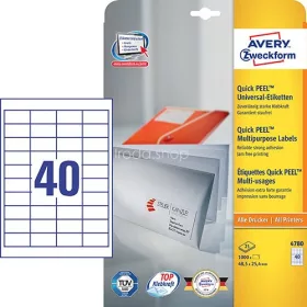   Etikett címke univerzális 4780 fehér QuickPEEL 48,5x25,4mm 25ív Avery