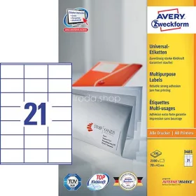 Etikett címke univerzális 3481 fehér 70x41mm Avery