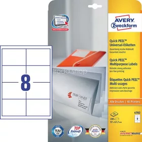   Etikett címke univerzális 4782 fehér QuickPEEL 97x67,7mm Avery
