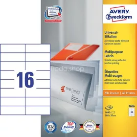 Etikett címke univerzális 3484 fehér 105x37mm Avery
