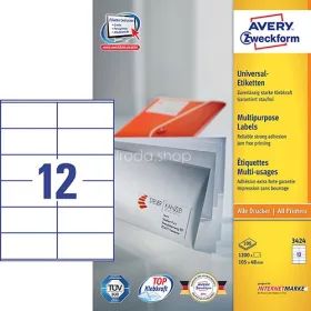 Etikett címke univerzális 3424  fehér 105x48mm Avery