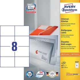 Etikett címke univerzális 3427 fehér 105x74mm Avery