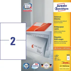 Etikett címke univerzális 3655 fehér 210x148mm Avery