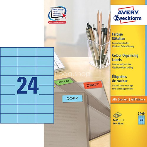 Etikett címke speciális 3450 70x37mm 100ív Avery (kék)