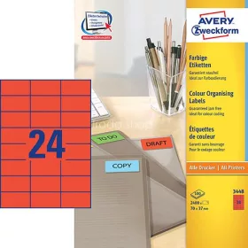 Etikett címke speciális 3450 70x37mm 100ív Avery (piros)