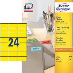 Etikett címke speciális 3450 70x37mm 100ív Avery (sárga)