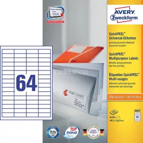   Etikett címke univerzális 3667 fehér QuickPEEL 48,5x16,9mm 100ív Avery