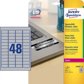   Etikett címke speciális L6009-20 ipari ezüst poliészter 45,7x21,2mm 20ív Avery