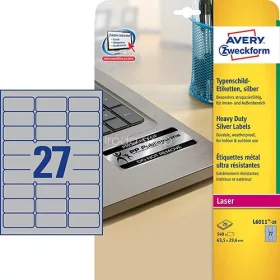   Etikett címke speciális L6011-20 ipari ezüst poliészter címke 63,5 x 29,6 mm Avery