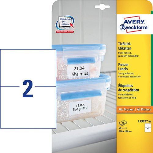 Etikett címke speciális L7974-25 fagyasztó címke 210 x 148 mm Avery