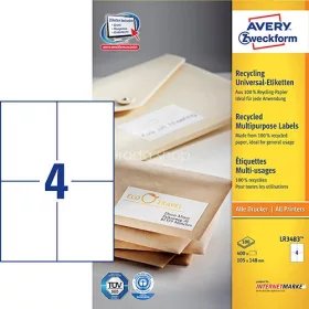   Etikett címke univerzális újrahasznosított LR3483 105x148mm Avery