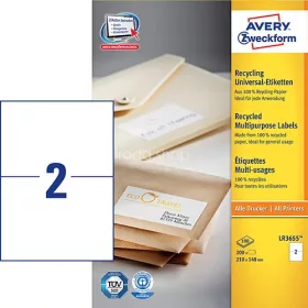   Etikett címke univerzális újrahasznosított LR3655 210x148mm Avery