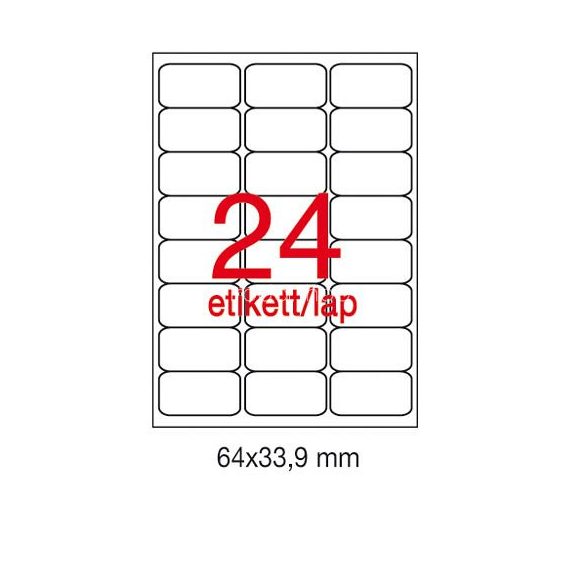 Etikett A2409 64x33,9mm 100ív kerekített sarkú Apli