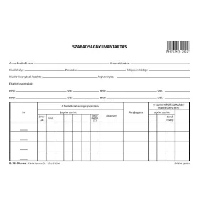 Szabadság nyilvántrtó lap A/5 fekvő B.18-50 Pátria