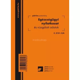   Egészségügyi nyilvántartó és vizsgálati adatok 8 lapos füzet 102x140 mm C.3151-2/A 