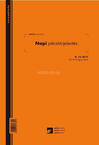 Napi pénztárjelentés 25x4lap B.13-25/V Pátria