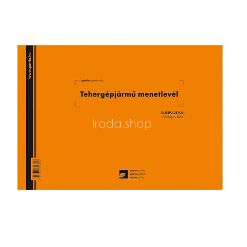Tehergépkocsi menetlevél 100lap A/4 D.Gépj.21/új Pátria