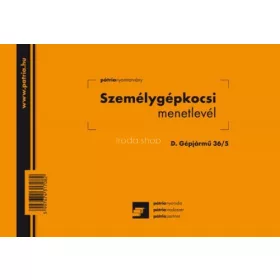   Személygépkocsi menetlevél 100lap D.Gépj.36/5 A/5 fekvő Pátria