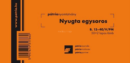 Nyugta 1soros 50x2lap B.15-40/V N Pátria