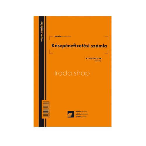 Készpénzfizetési számla 50x3lap 2áfás B.13-373/D/V E Pátria