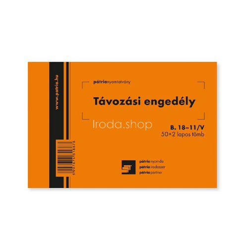 Távozási engedély 50x2 lapos tömb 105x70mm B.18-11/V