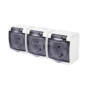   GAO 22131 3 férőhelyes földelt aljzat, kültéri IP44 kivitel, 230 V~ / 50 Hz / 16 A, fehér-füst