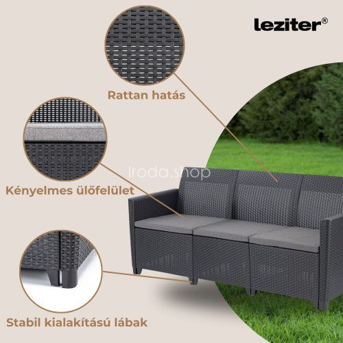 Claire 3 üléses műrattan kerti kanapé