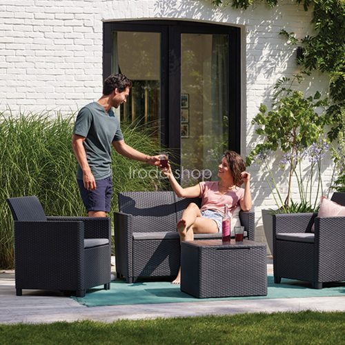 Claire 4 személyes kerti bútor garnitúra párnatartós asztallal