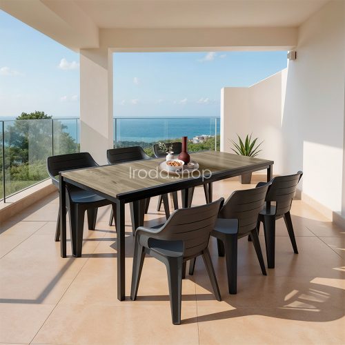 Ravello Large 6+1 kerti bútor garnitúra szett kőris-fekete