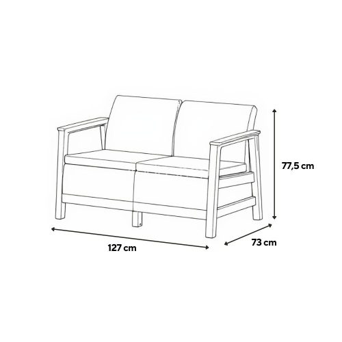 Scandi Big linea duo kerti bútor szett jute tárolós asztallal