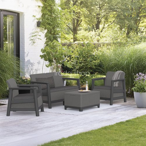 Scandi Box linea duo kerti bútor szett jute tárolós asztallal